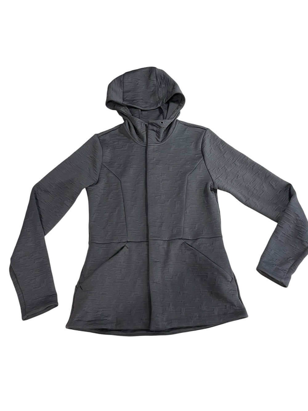 Under Armor women’s‎ Textured Charcoal Hooded fitted cold gear Zip Jacket small